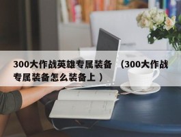 300大作战英雄专属装备 （300大作战专属装备怎么装备上 ）